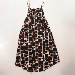 KARL LAGERFELD PARIS カールラガーフェルド ブラック ブラウン ホワイト 柄キャミワンピース  ポリドレス BLACK BROWN WHITE SLEEVELESS DRESS WOMEN