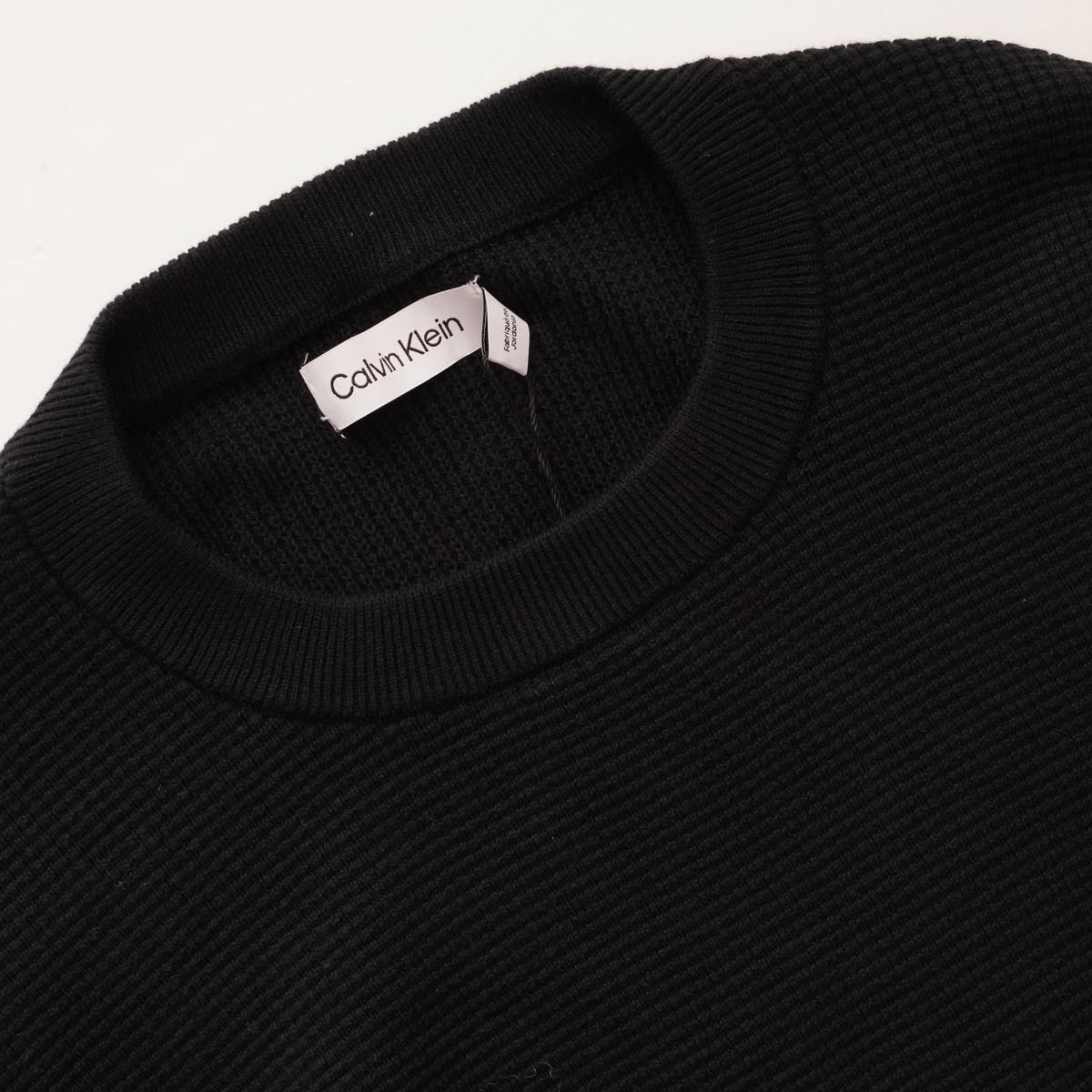 CK カルバンクライン ブラック クルーネック サーマルカットソー CALVIN KLEIN BLACK THERMAL COTTON CREW-NECK  WOMENS