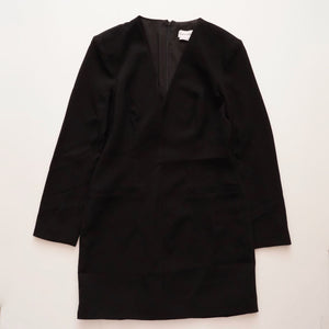 CK カルバンクライン ブラック Vネック 長袖 チュニック ワンピース ミニドレス CALVIN KLEIN BLACK LONG SLEEVES MINI TUNIC DRESS WOMENS