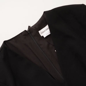 CK カルバンクライン ブラック Vネック 長袖 チュニック ワンピース ミニドレス CALVIN KLEIN BLACK LONG SLEEVES MINI TUNIC DRESS WOMENS