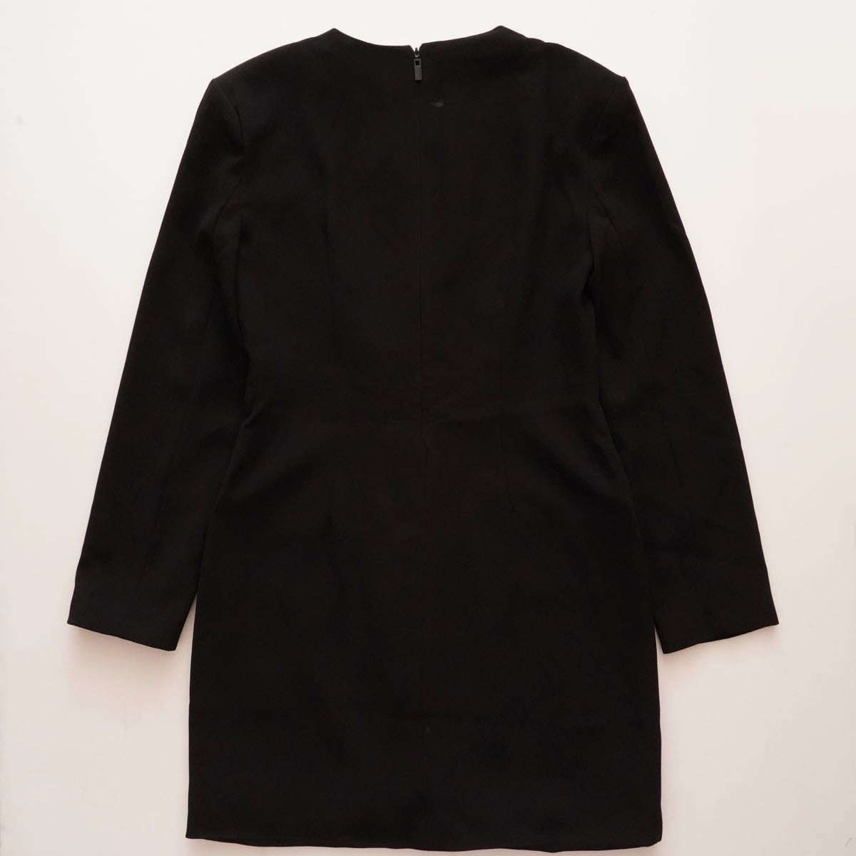 CK カルバンクライン ブラック Vネック 長袖 チュニック ワンピース ミニドレス CALVIN KLEIN BLACK LONG SLEEVES MINI TUNIC DRESS WOMENS