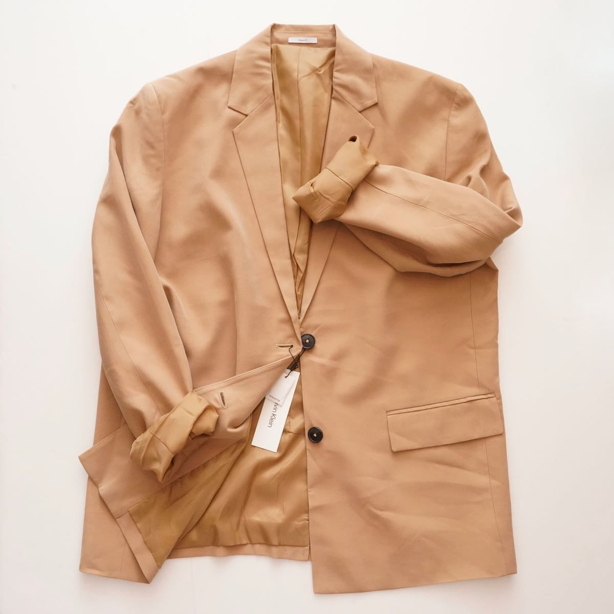 CK カルバンクライン カーキベージュ リラックスフィット ソフトツイル テイラードジャケット CALVIN KLEIN KHAKI BEIGE RELAXED FIT TAILORED JACKET WOMENS