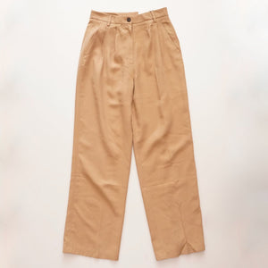 CK カルバンクライン カーキベージュ リラックス ソフトツイル タック トラウザーパンツ CALVIN KLEIN KHAKI BEIGE RELAXED PLEATED TROUSER WOMENS