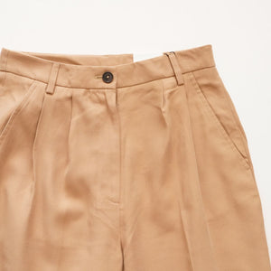 CK カルバンクライン カーキベージュ リラックス ソフトツイル タック トラウザーパンツ CALVIN KLEIN KHAKI BEIGE RELAXED PLEATED TROUSER WOMENS