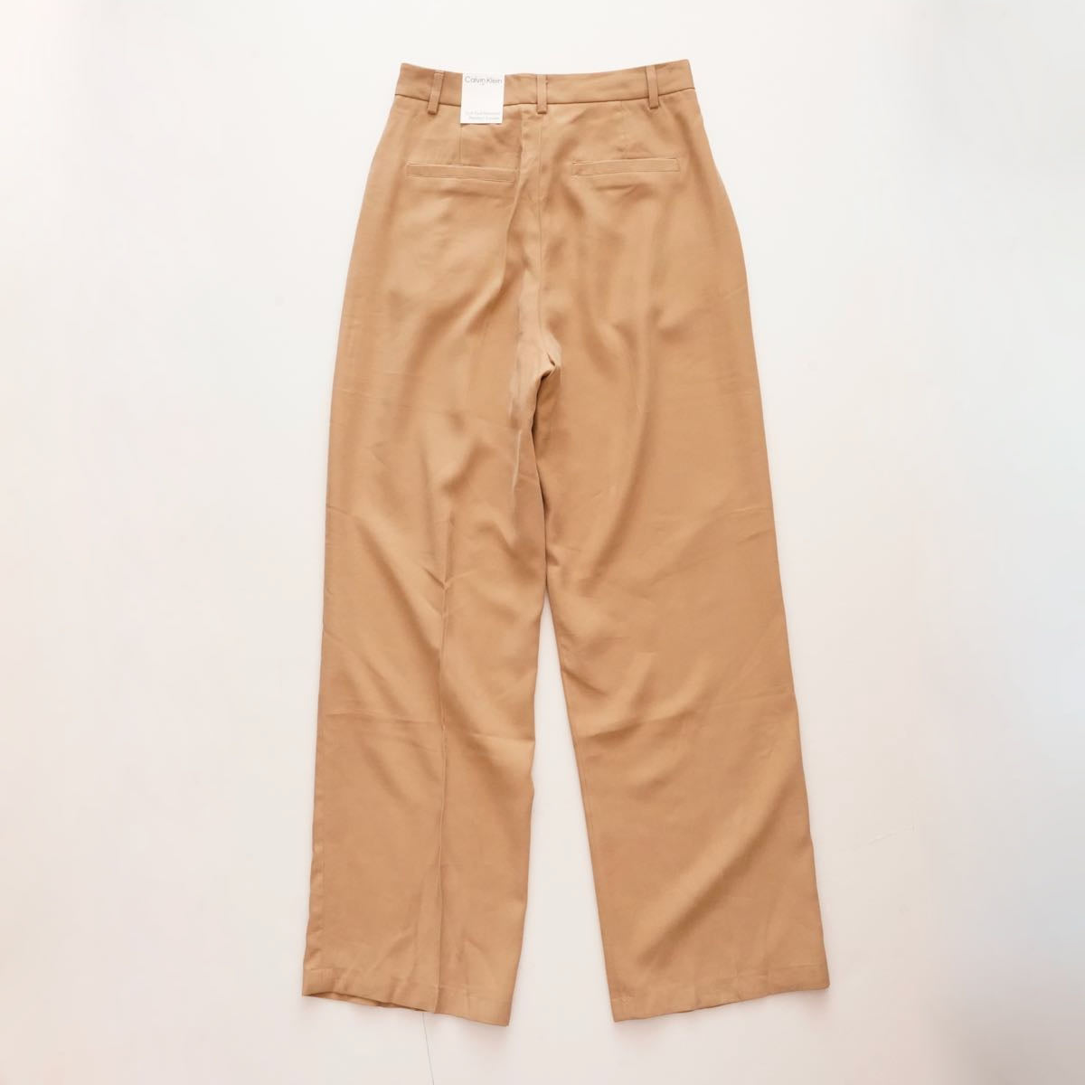 CK カルバンクライン カーキベージュ リラックス ソフトツイル タック トラウザーパンツ CALVIN KLEIN KHAKI BEIGE RELAXED PLEATED TROUSER WOMENS