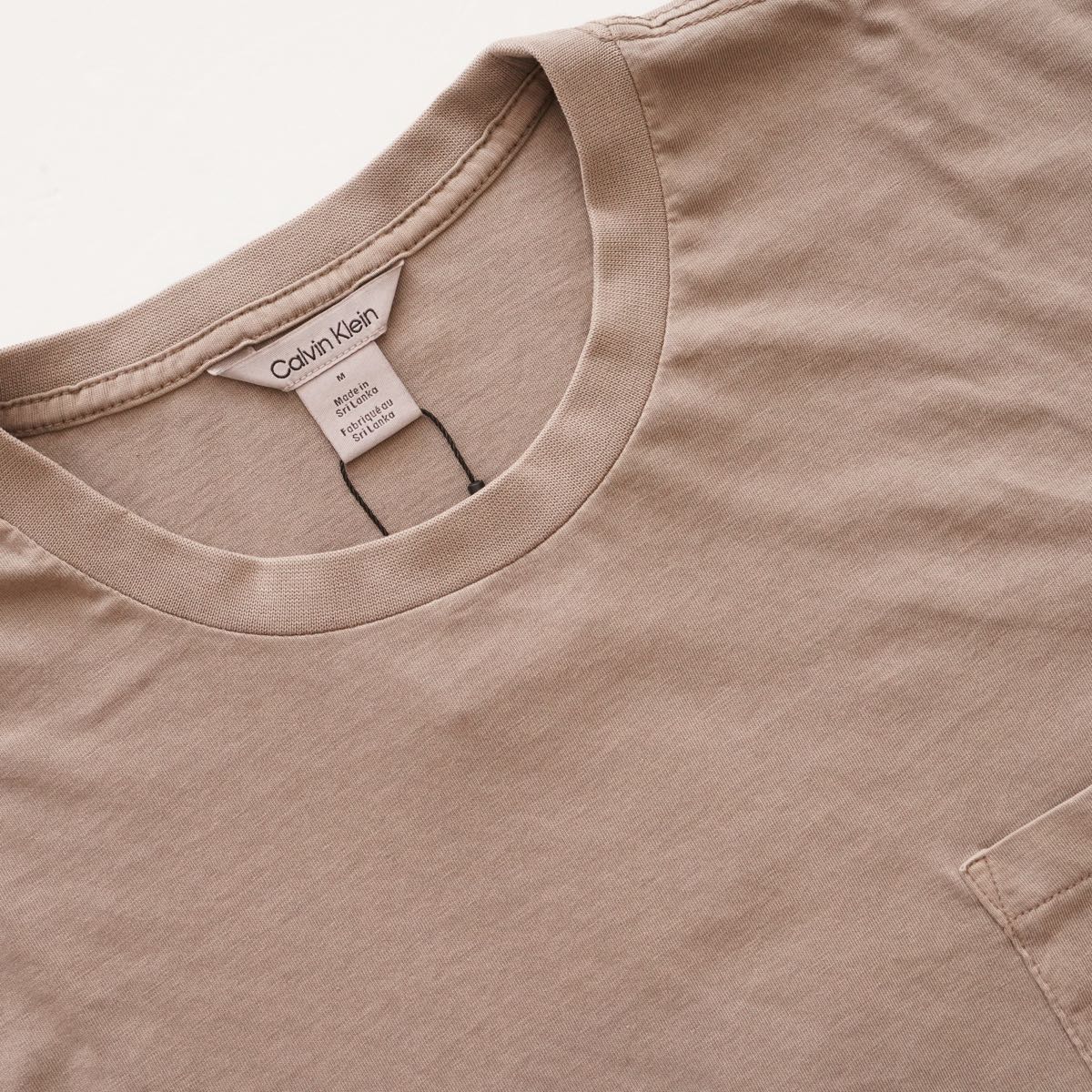 CK カルバンクライン ガーメントダイ グレージュ ポケットTシャツ CALVIN KLEIN GARMENT-DYE GRAY-BEIGE POCKET TEE MENS