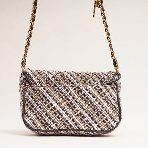 KARL LAGERFELD PARIS カールラガーフェルド ツイード×レザー ショルダーバッグ TWEED×LEATHER SHOULDER BAG