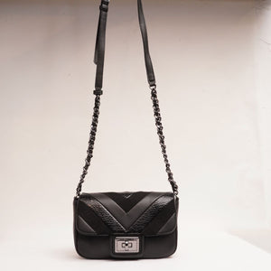 KARL LAGERFELD PARIS カールラガーフェルド ブラック レザー スウェード ショルダーバッグ BLACK LEATHER SUEDE SHOULDER BAG