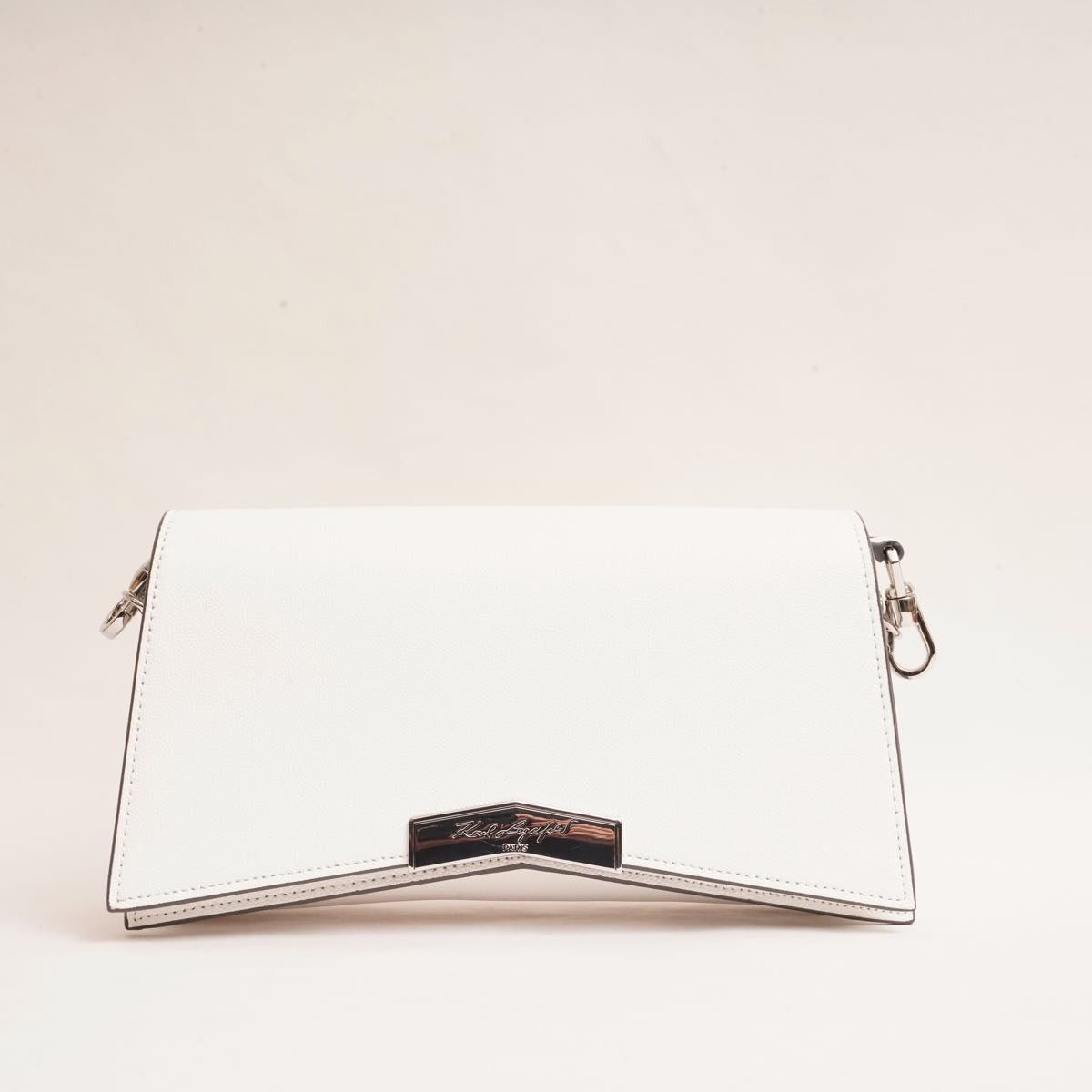 KARL LAGERFELD PARIS カールラガーフェルド ホワイト レザー クラッチ＆ショルダー 2WAY バッグ WHITE LEATHER CLUTCH&SHOULDER 2WAY BAG  「Elegance is an attitude」