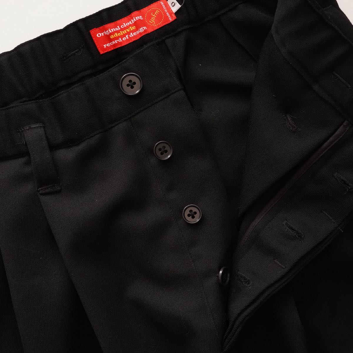 アドラーブル ブラック ウール リラックスフィット ワイドタックパンツ イージーパンツ ADOLUVLE BLACK WOOL RELAX-FIT WIDE TUCK PANTS