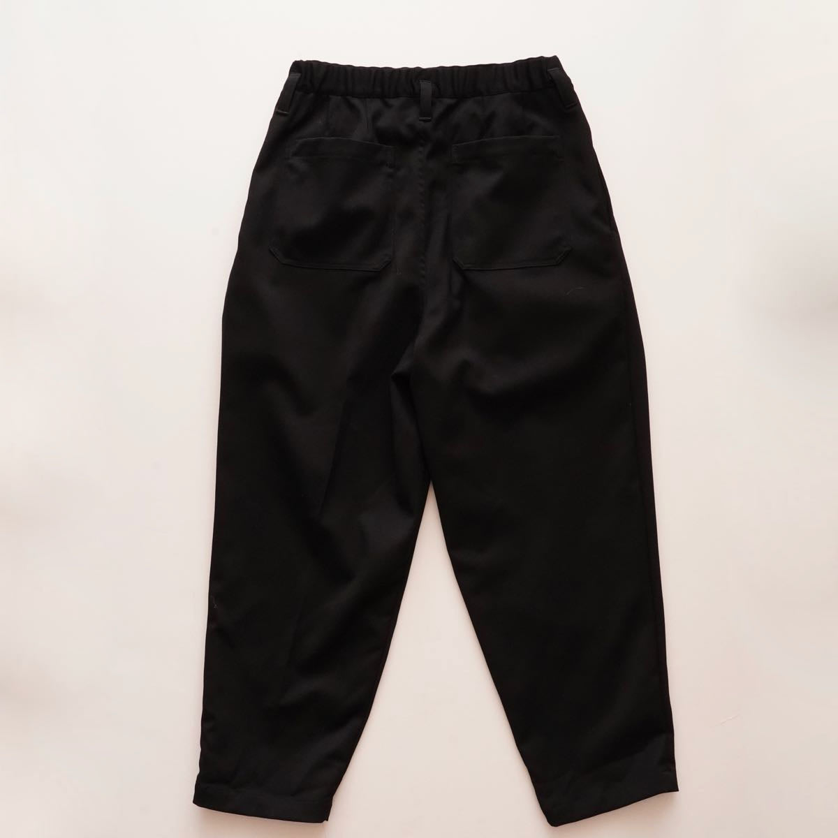 アドラーブル ブラック ウール リラックスフィット ワイドタックパンツ イージーパンツ ADOLUVLE BLACK WOOL RELAX-FIT WIDE TUCK PANTS