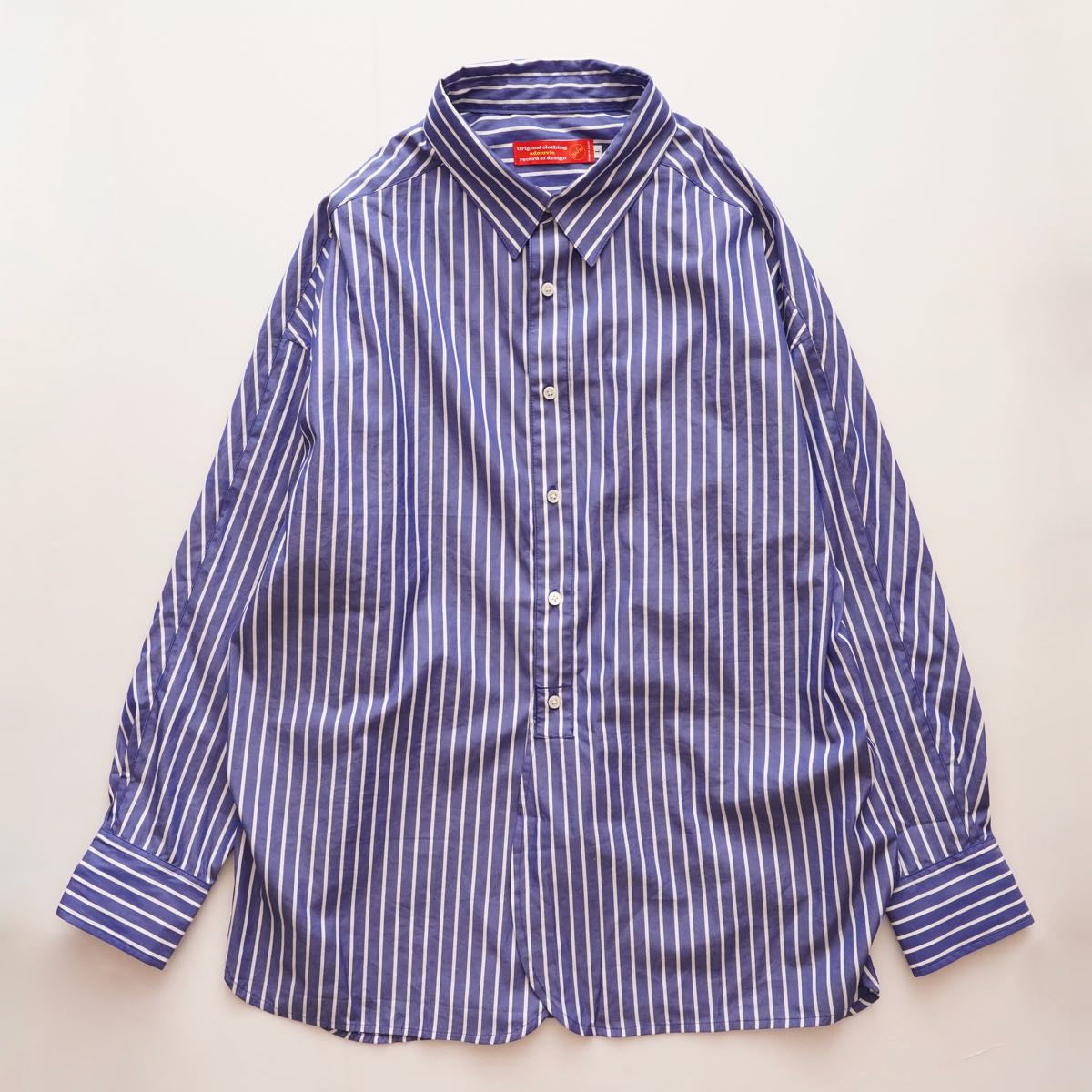 アドラーブル ブルー×ホワイト ストライプ スプリットラグランスリーブ ビッグシルエット シャツ ADOLUVLE ORIGINAL BLUE WHITE SPLIT RAGLAN SLEEVE STRIPED BIG SHIRT LONG SLEEVE