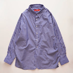 アドラーブル ブルー×ホワイト ストライプ スプリットラグランスリーブ ビッグシルエット シャツ ADOLUVLE ORIGINAL BLUE WHITE SPLIT RAGLAN SLEEVE STRIPED BIG SHIRT LONG SLEEVE