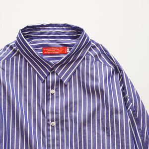 アドラーブル ブルー×ホワイト ストライプ スプリットラグランスリーブ ビッグシルエット シャツ ADOLUVLE ORIGINAL BLUE WHITE SPLIT RAGLAN SLEEVE STRIPED BIG SHIRT LONG SLEEVE