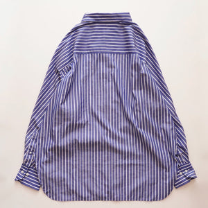 アドラーブル ブルー×ホワイト ストライプ スプリットラグランスリーブ ビッグシルエット シャツ ADOLUVLE ORIGINAL BLUE WHITE SPLIT RAGLAN SLEEVE STRIPED BIG SHIRT LONG SLEEVE