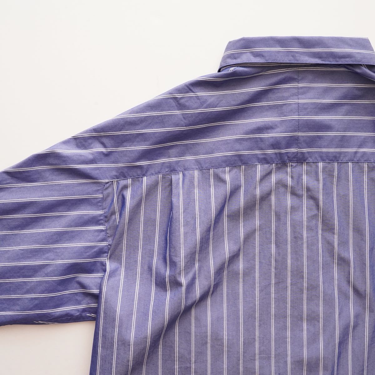 アドラーブル ブルー×ホワイト ダブルストライプ スプリットラグランスリーブ ビッグシルエット シャツ ADOLUVLE ORIGINAL BLUE WHITE SPLIT RAGLAN SLEEVE DOUBLE STRIPED BIG SHIRT LONG SLEEVE