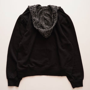 KARL LAGERFELD PARIS カールラガーフェルド ツイード エッフェル&XOXOパッチ フーディ BLACK TWEED EIFFEL PATCH HOODIE WOMEN