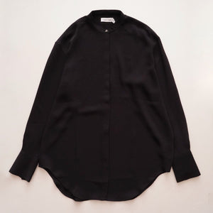 CK カルバンクライン ブラック ノーカラー 比翼デザイン シャツ リラックスフィットブラウス CALVIN KLEIN BLACK RELAXFIT SHIRT WOMENS