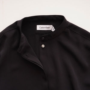 CK カルバンクライン ブラック ノーカラー 比翼デザイン シャツ リラックスフィットブラウス CALVIN KLEIN BLACK RELAXFIT SHIRT WOMENS