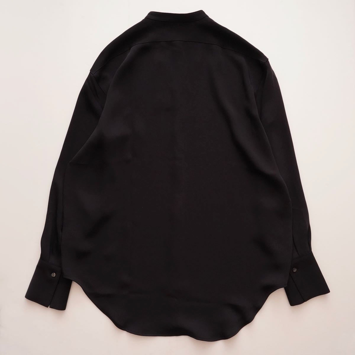 CK カルバンクライン ブラック ノーカラー 比翼デザイン シャツ リラックスフィットブラウス CALVIN KLEIN BLACK RELAXFIT SHIRT WOMENS