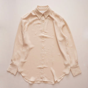 CK カルバンクライン パールホワイト リラックスフィットデザインシャツ ポリブラウス CALVIN KLEIN PEARL WHITE RELAXFIT SHIRT BLOUSE WOMENS