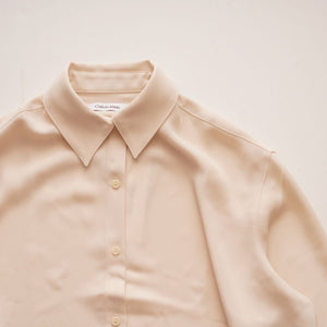 CK カルバンクライン パールホワイト リラックスフィットデザインシャツ ポリブラウス CALVIN KLEIN PEARL WHITE RELAXFIT SHIRT BLOUSE WOMENS