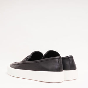 ビンス ヴィンス ブラック レザー スリッポン VINCE BLACK LEATHER SLIP-ON SNEAKERS MENS