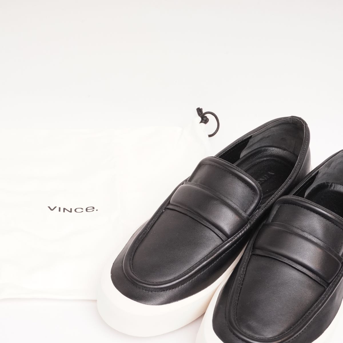 ビンス ヴィンス ブラック レザー スリッポン VINCE BLACK LEATHER SLIP-ON SNEAKERS MENS