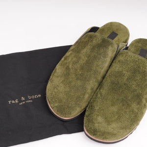 RAG&BONE ラグアンドボーン グリーン スウェード スリッポン シューズ  アンスレースライド GREEN SUEDE SLIP-ON SHOES ANSLEY SLIDE MENS