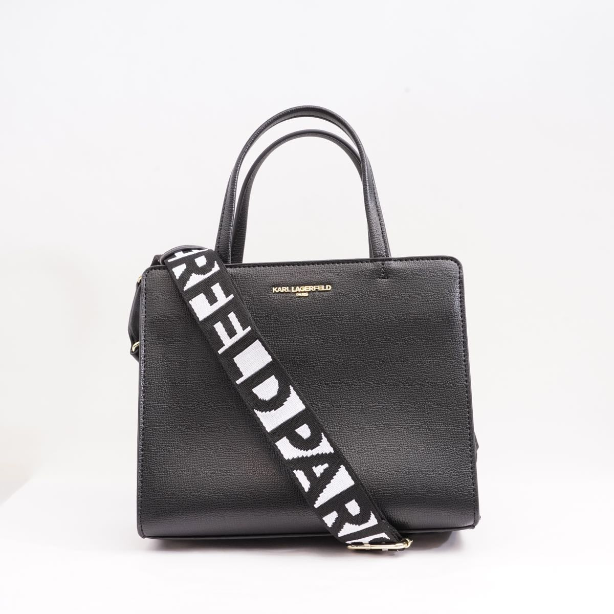 KARL LAGERFELD PARIS カールラガーフェルド ブラック ハンドバッグ ロゴショルダーバッグ BLACK HANDBAG LOGO SHOULDER BAG