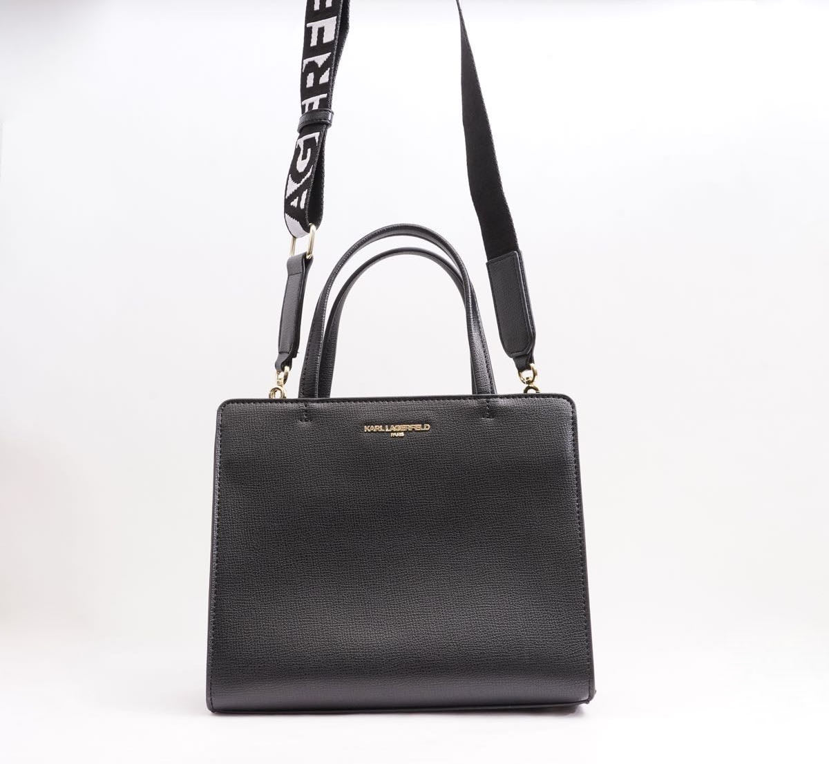 KARL LAGERFELD PARIS カールラガーフェルド ブラック ハンドバッグ ロゴショルダーバッグ BLACK HANDBAG LOGO SHOULDER BAG