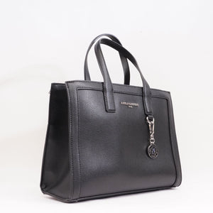 KARL LAGERFELD PARIS カールラガーフェルド ブラック レザー ハンドバッグ ショルダーバッグ BLACK LEATHER HANDBAG SHOULDER BAG