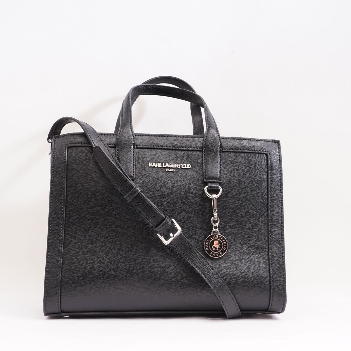 KARL LAGERFELD PARIS カールラガーフェルド ブラック レザー ハンドバッグ ショルダーバッグ BLACK LEATHER HANDBAG SHOULDER BAG