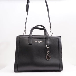 KARL LAGERFELD PARIS カールラガーフェルド ブラック レザー ハンドバッグ ショルダーバッグ BLACK LEATHER HANDBAG SHOULDER BAG