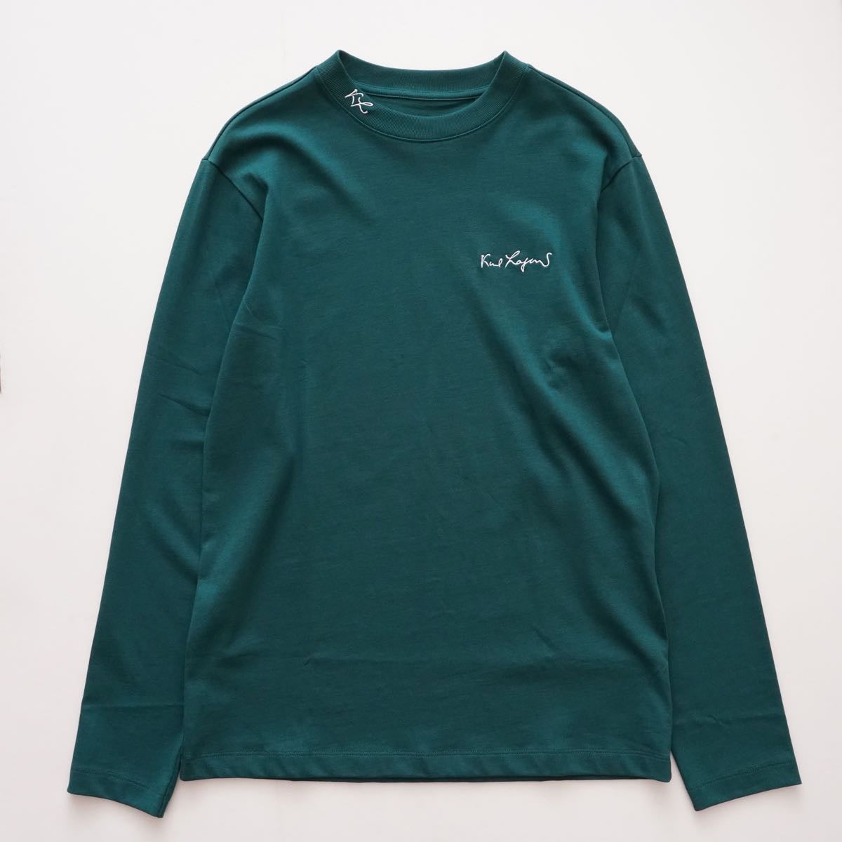 KARL LAGERFELD PARIS カールラガーフェルド パリ モスグリーン 長袖Tシャツ クルーネックカットソー  GREEN LONG SLEEVE TEE MEN