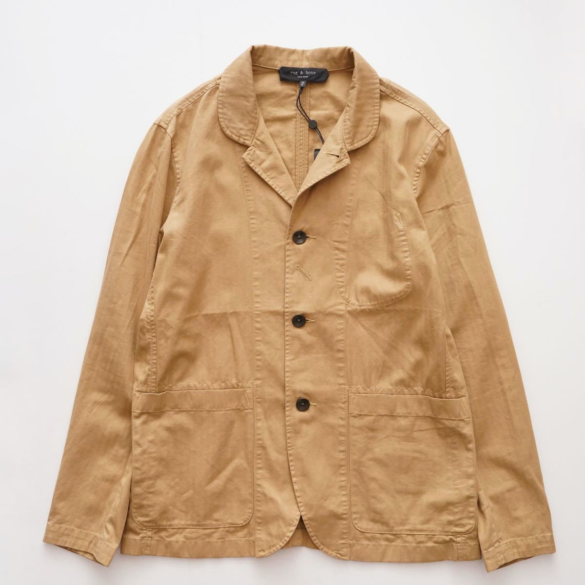 RAG&BONE NEWYORK ラグアンドボーン ラギッドブラウン カーキ ヘリンボーン リネンミックス コットンジャケット RUGGED BROWN COTTON LINEN BLAZER JACKET MENS