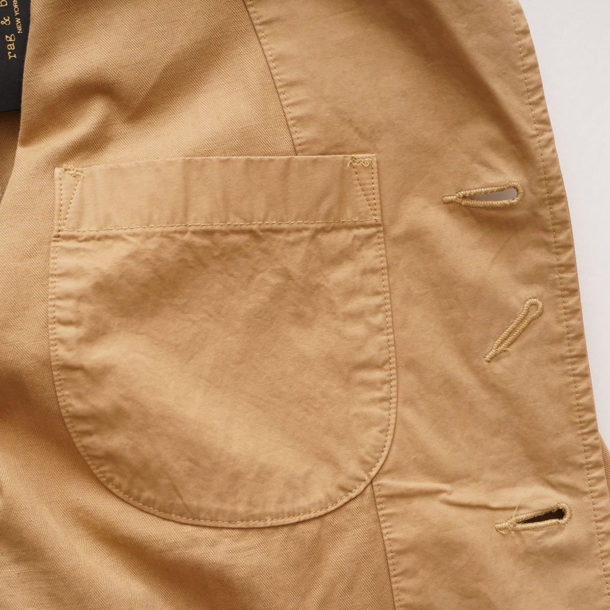 RAG&BONE NEWYORK ラグアンドボーン ラギッドブラウン カーキ ヘリンボーン リネンミックス コットンジャケット RUGGED BROWN COTTON LINEN BLAZER JACKET MENS