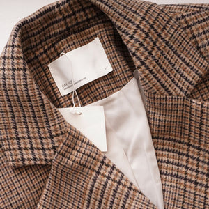 oak + fort オークアンドフォート ベージュ×ブラウン チェック ダブルボタンコート BEIGE BROWN CHECK W-BUTTON COAT