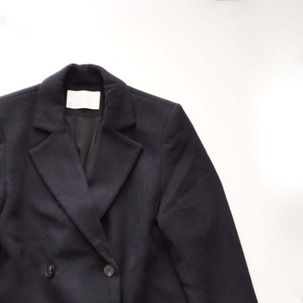 oak + fort オークアンドフォート ブラック Wボタン ウール混コート BLACK W BUTTON WOOL-MIX COAT WOMEN