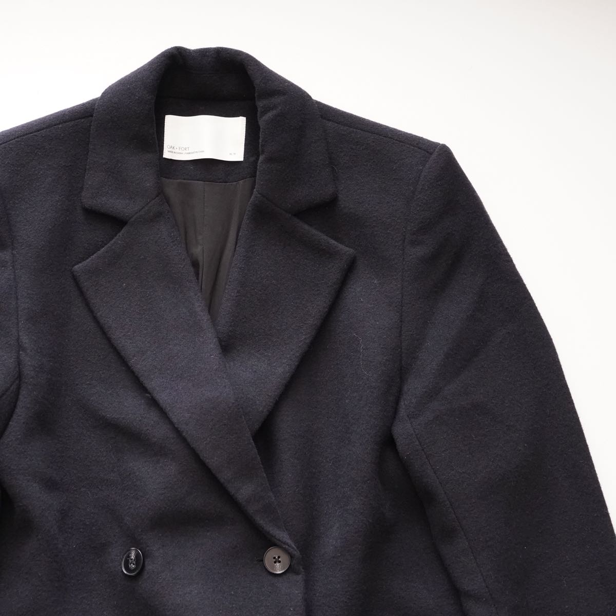 oak + fort オークアンドフォート ブラック Wボタン ウール混コート BLACK W BUTTON WOOL-MIX COAT WOMEN