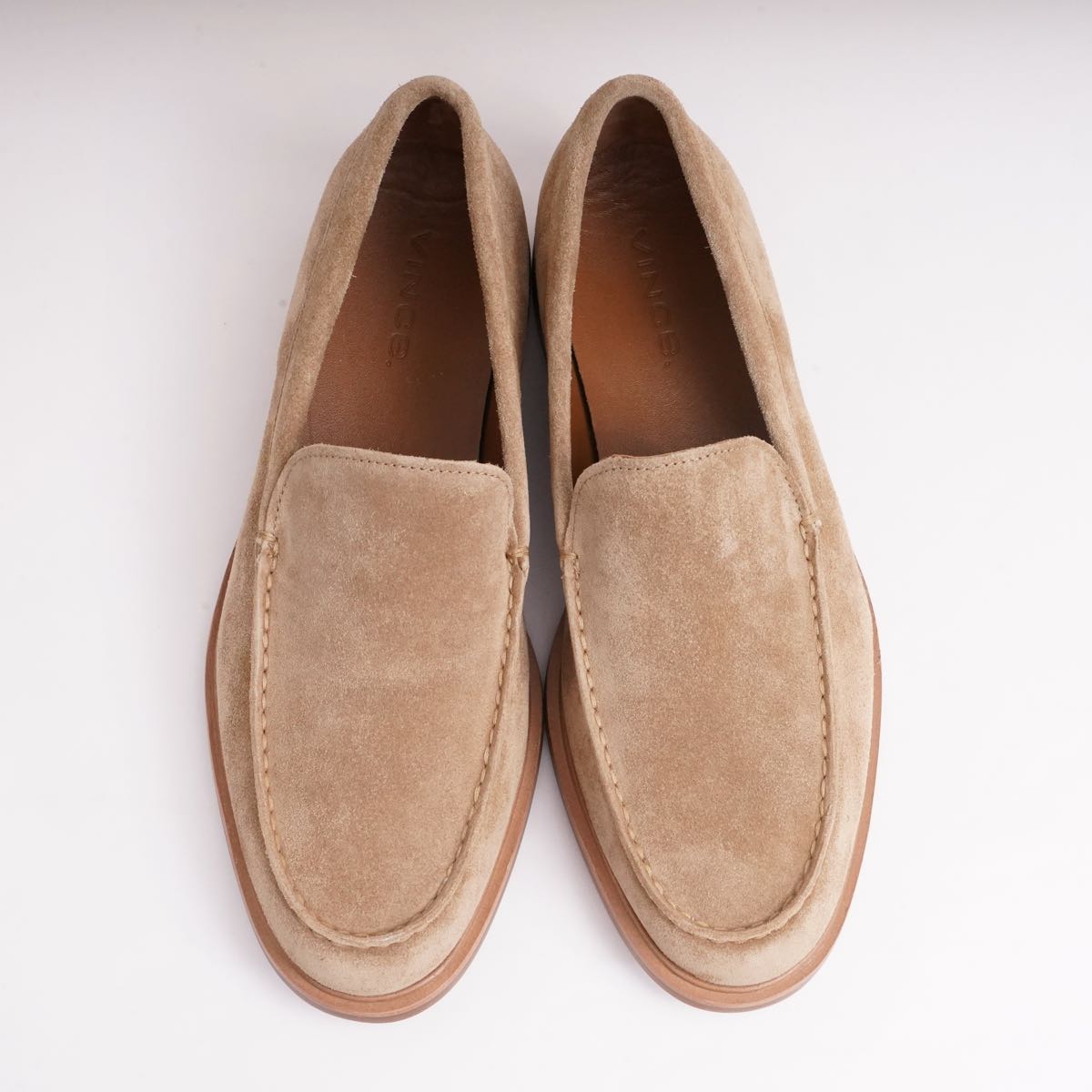 ビンス ヴィンス ベージュ スウェード エプロントゥ ローファー VINCE BEIGE SUEDE APRON TOE LOAFERS MENS