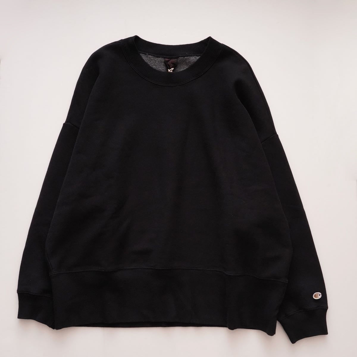 チャンピオン ブラック 超リブ長 リバースウィーブ スウェットシャツ CHAMPION BLACK REVERSE WEAVE SWEAT SHIRT WOMENS