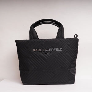 KARL LAGERFELD PARIS カールラガーフェルド ブラック ナイロン キルティング トートバッグ BLACK NYLON QUILTING TOTE-BAG