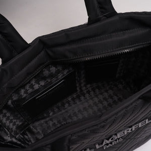 KARL LAGERFELD PARIS カールラガーフェルド ブラック ナイロン キルティング トートバッグ BLACK NYLON QUILTING TOTE-BAG