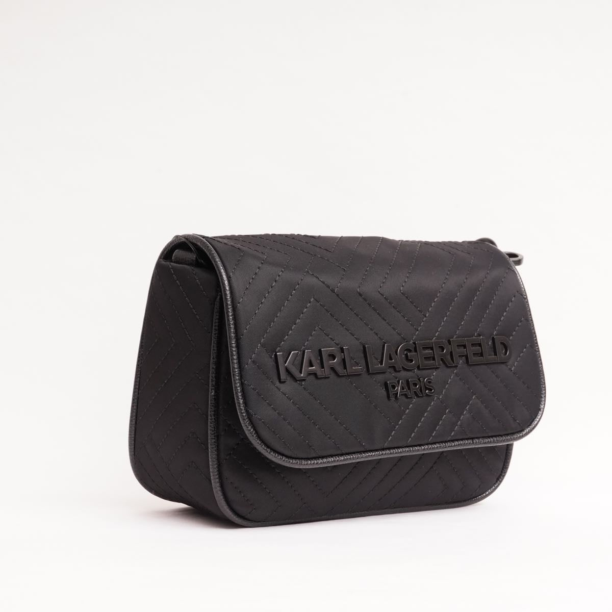 KARL LAGERFELD PARIS カールラガーフェルド ブラック ナイロン キルティング ミニショルダーバッグ BLACK NYLON QUILTING MINI SHOULDER BAG