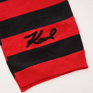 KARL LAGERFELD PARIS レッド×ブラック ボーダーマフラー RED × BLACK BORDER SCARF