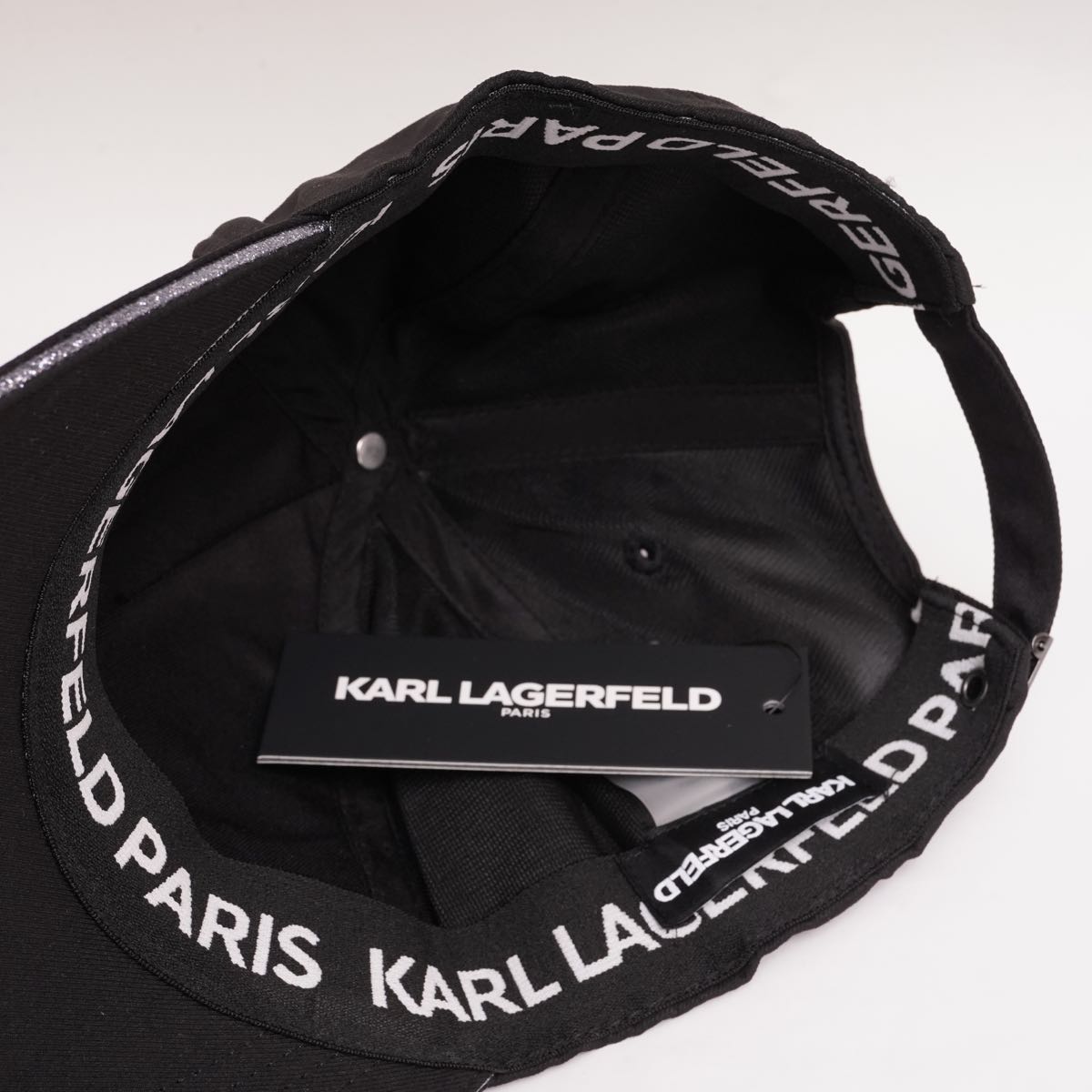 KARL LAGERFELD PARIS カールラガーフェルド パリ ブラック ラメ ロゴキャップ BLACK LOGO CAP