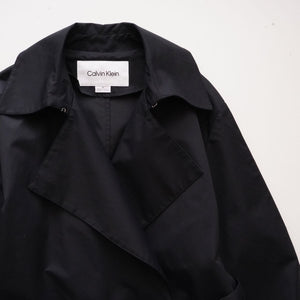 CK カルバンクライン ブラック リラックスフィット トレンチコート CALVIN KLEIN BLACK RELAX-FIT TRENCH COAT WOMENS