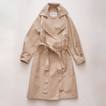 画像をギャラリービューアに読み込む, CK カルバンクライン ベージュ リラックスフィット トレンチコート CALVIN KLEIN BEIGE RELAX-FIT TRENCH COAT WOMENS
