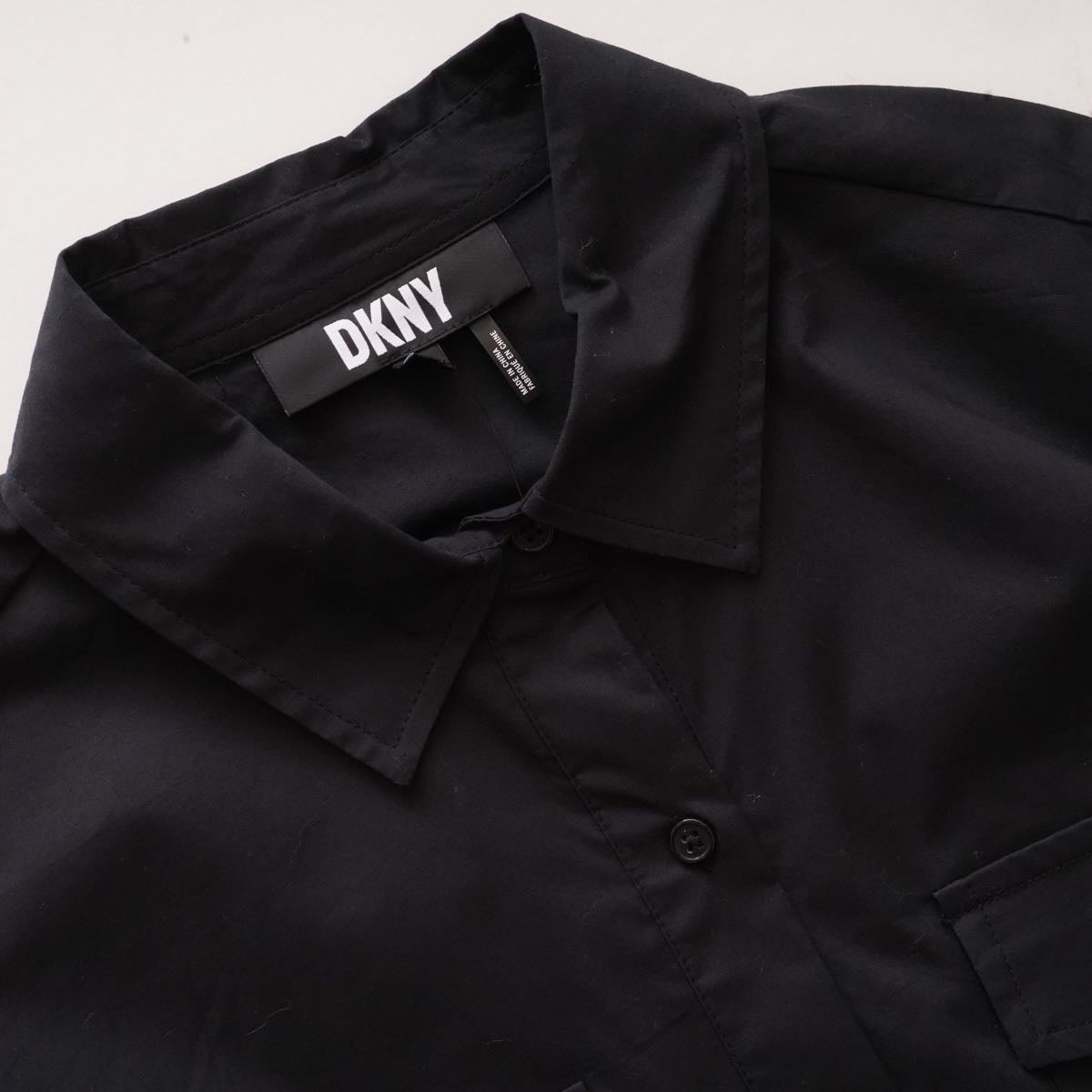 DKNY ダナキャランニューヨーク ブラック 袖ギャザー シャツワンピース BLACK SHIRT DRESS WOMEN